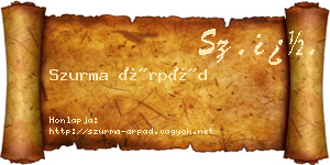 Szurma Árpád névjegykártya